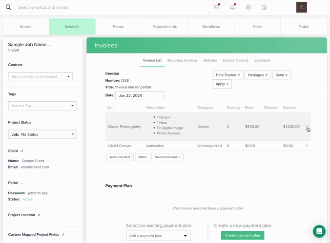Invoice Table Interaction - Before Redesign